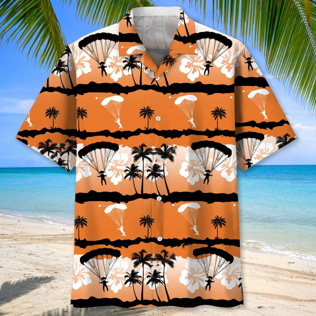 Skydiving Sunset Hawaiian Shirt, custom shirt gift for men