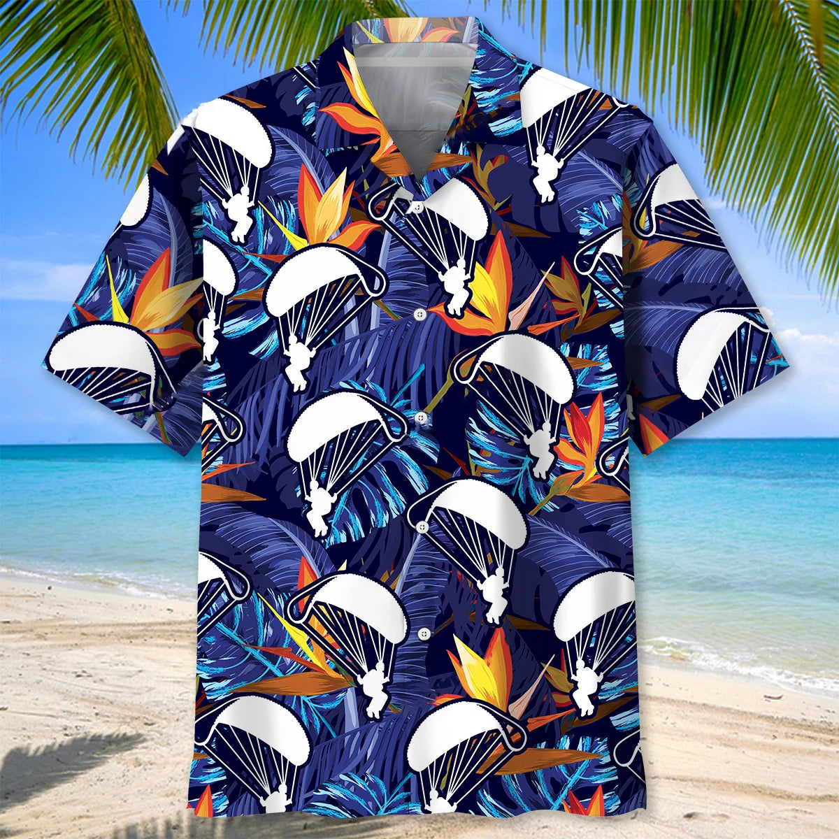 Skydiving Tropical Hawaiian Shirt, custom shirt gift for men (view 3)