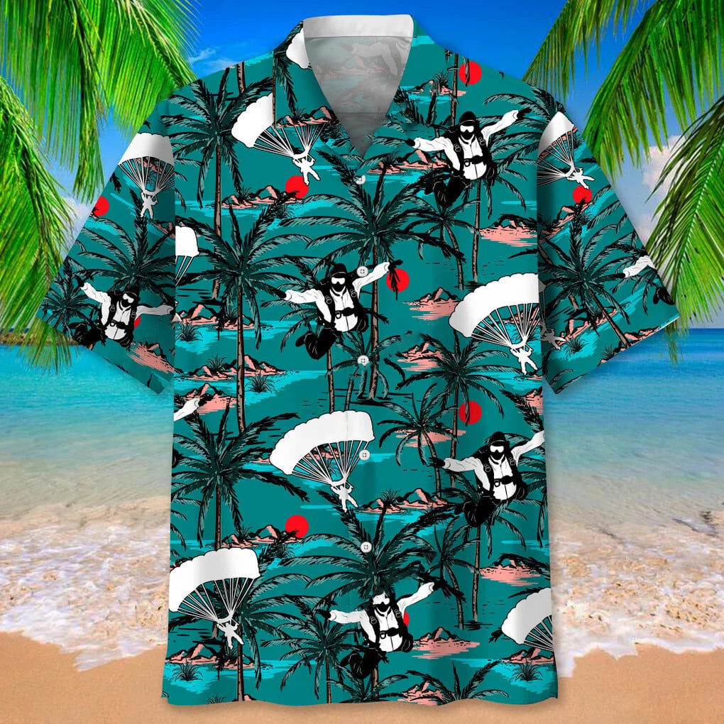 Skydiving Vintage Hawaiian Shirt, custom shirt gift for men (view 2)
