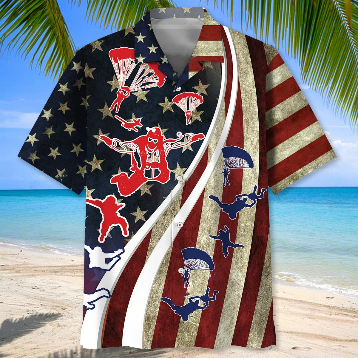 Skydiving Vintage Hawaiian Shirt, custom shirt gift for men (view 3)