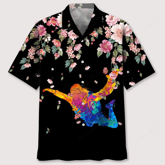 Skydiving Watercolors Flower Hawaiian Shirt, custom shirt gift for men
