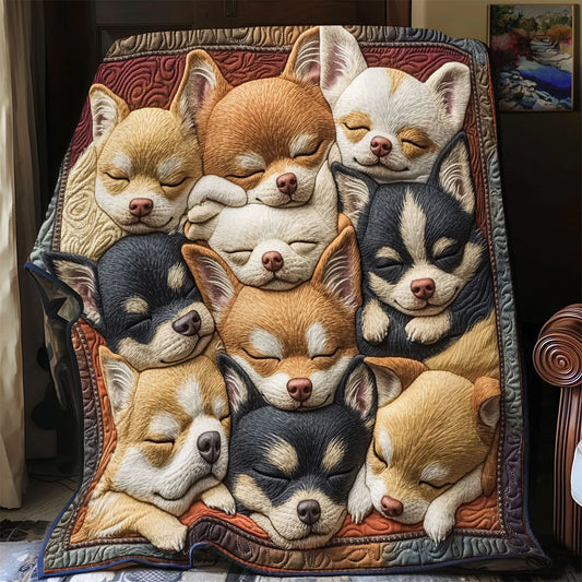 Sleep Chihuahua Quilt Blanket