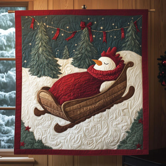 Sleeping Rooster Sleigh Quilt Blanket