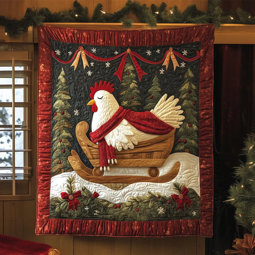 Sleigh Ride Rooster Quilt Blanket
