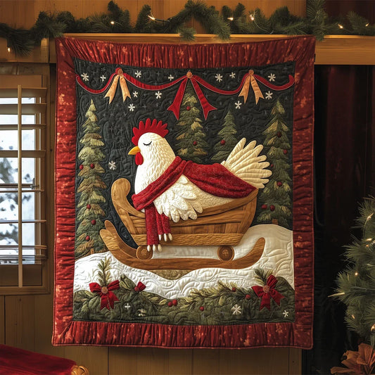 Sleigh Ride Rooster Quilt Blanket