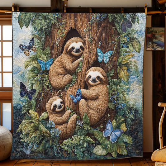 Sloth Family Quilt Blanket