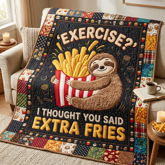 Sloth Hugging French Fries Xr1505019cl Quilt Blanket