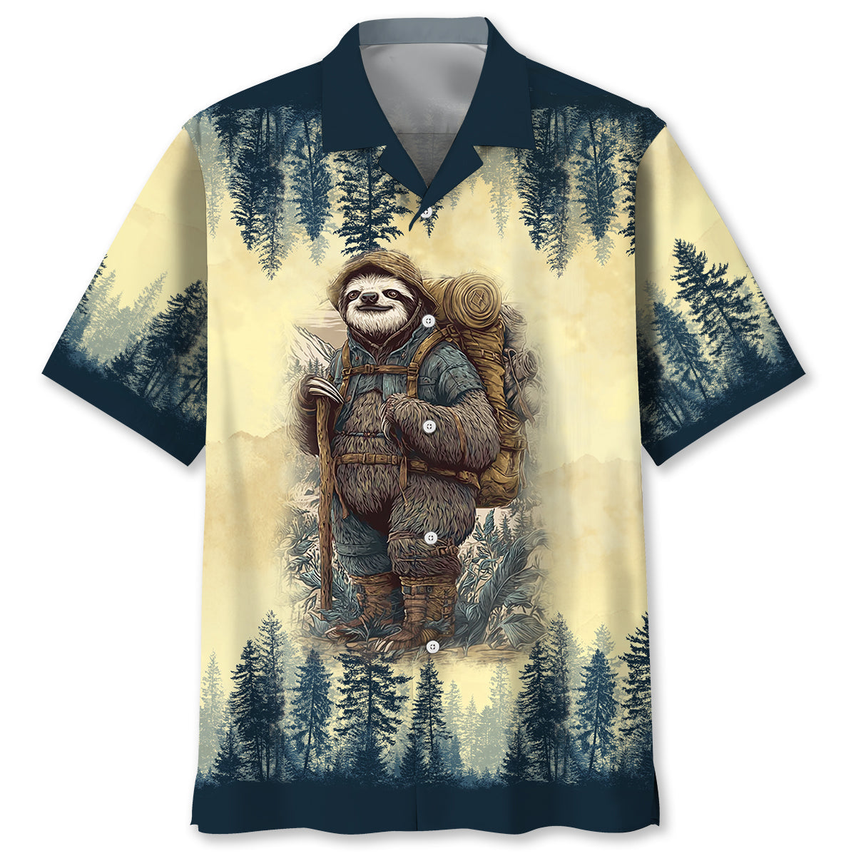 Sloth Camping Team Hawaiian Shirt - S - hawaiian shirt