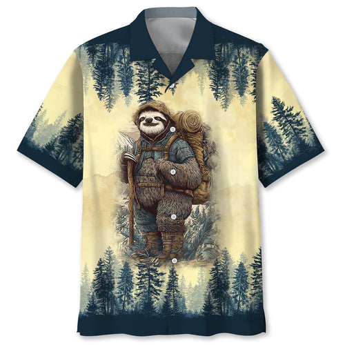 Sloth Camping Team Hawaiian Shirt - S - hawaiian shirt