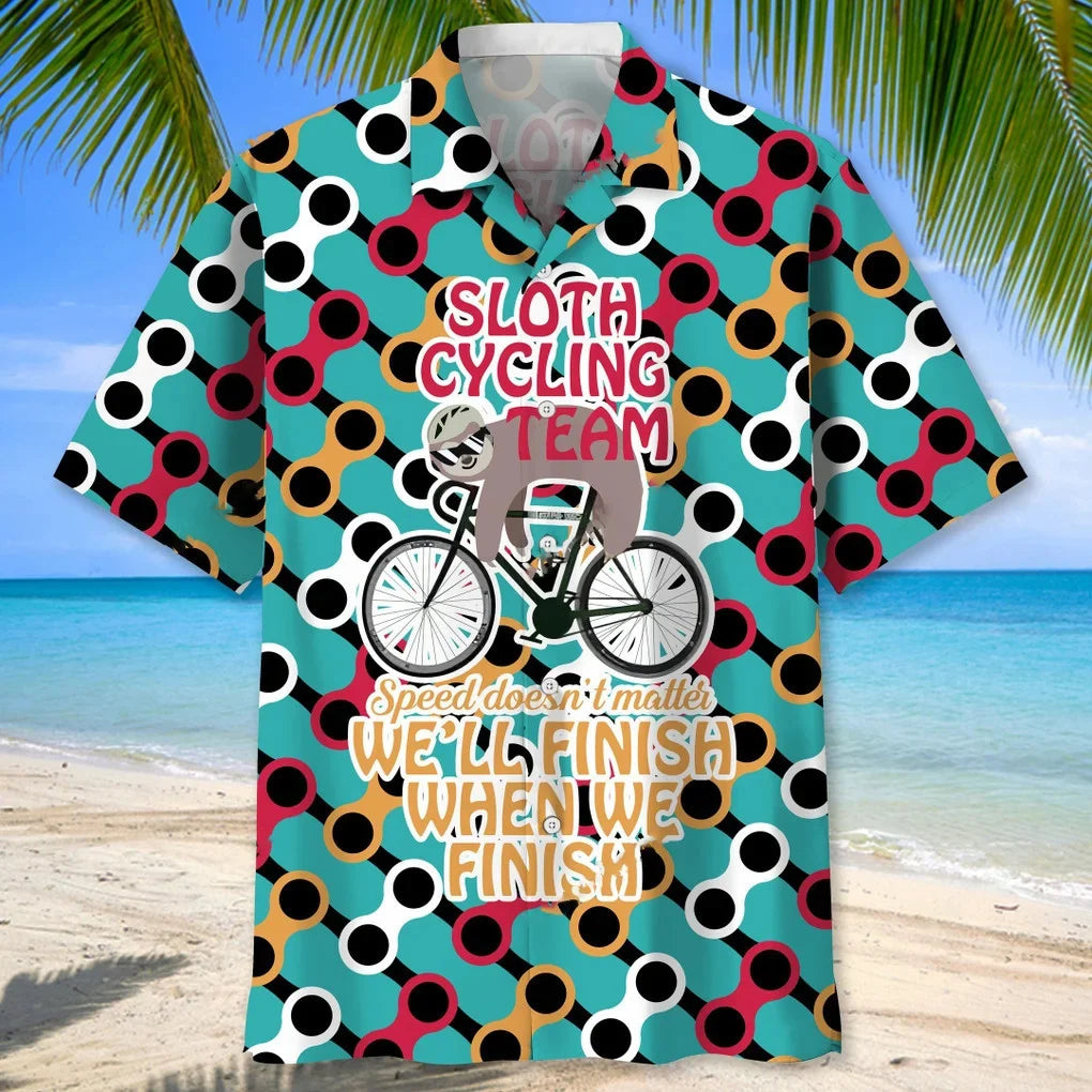 Sloth Cycling Team Hawaiian Shirt, custom shirt gift for men