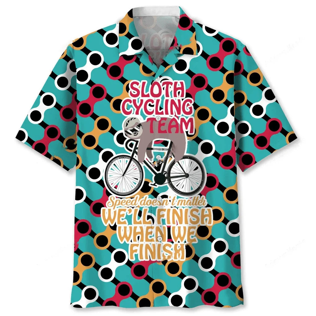 Sloth Cycling Team Hawaiian Shirt, custom shirt gift for men (view 2)