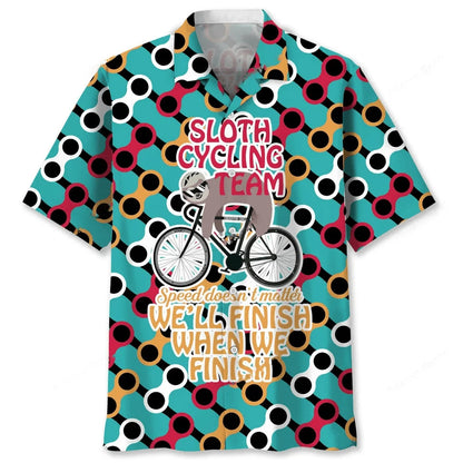 Sloth Cycling Team Hawaiian Shirt, custom shirt gift for men (view 2)