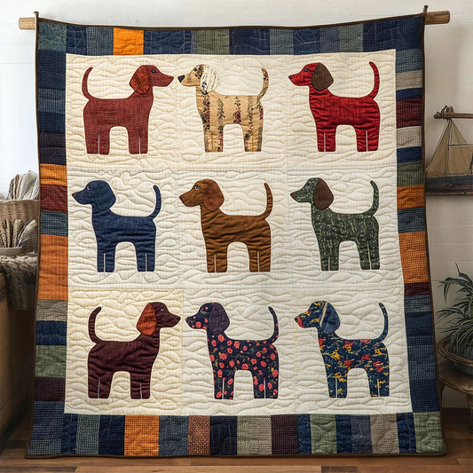 Smiling Dachshund Quilt Blanket