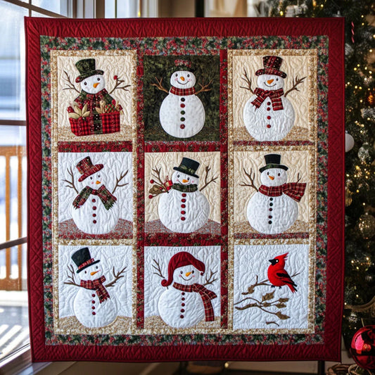 Smiling Snowman Quilt Blanket