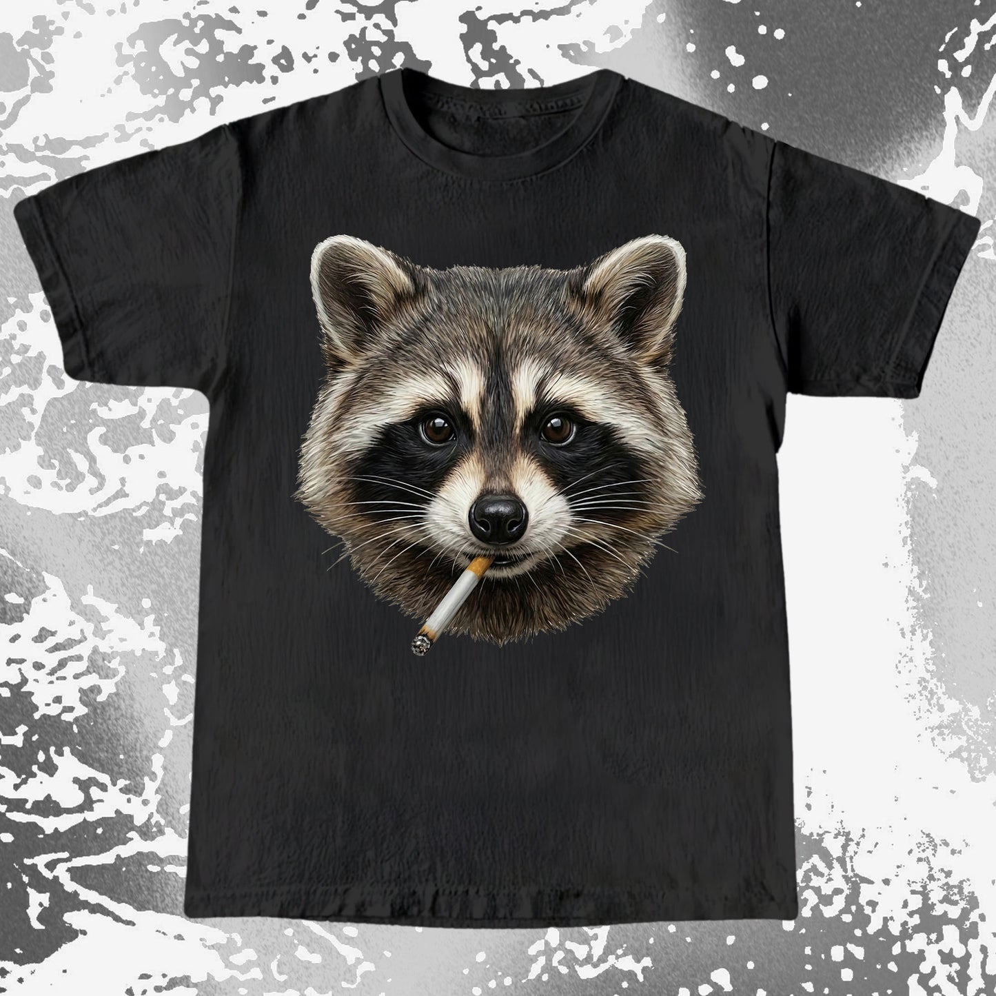 Smoking Raccoon T-Shirt, Midnight Mischief Attitude, Rebel Humor Art, funny meme tee gift (view 12)