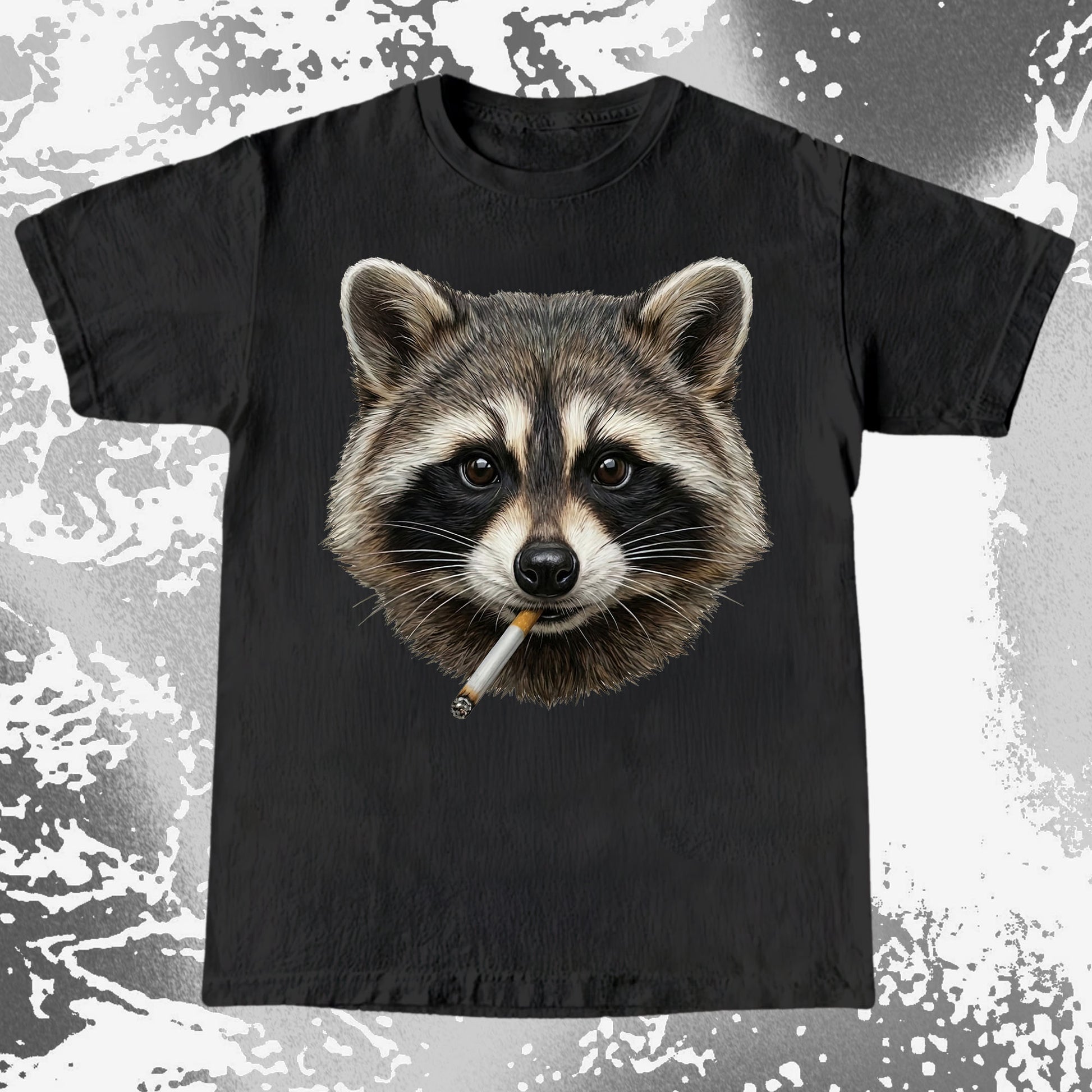 Smoking Raccoon T-Shirt, Midnight Mischief Attitude, Rebel Humor Art, funny meme tee gift (view 12)