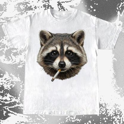 Smoking Raccoon T-Shirt, Midnight Mischief Attitude, Rebel Humor Art, funny meme tee gift (view 11)