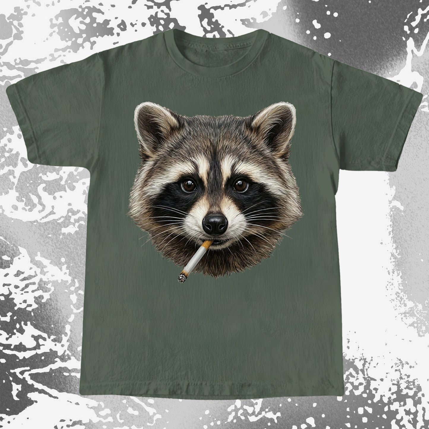 Smoking Raccoon T-Shirt, Midnight Mischief Attitude, Rebel Humor Art, funny meme tee gift (view 15)