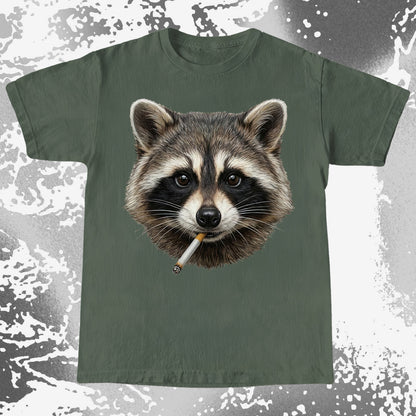 Smoking Raccoon T-Shirt, Midnight Mischief Attitude, Rebel Humor Art, funny meme tee gift (view 15)