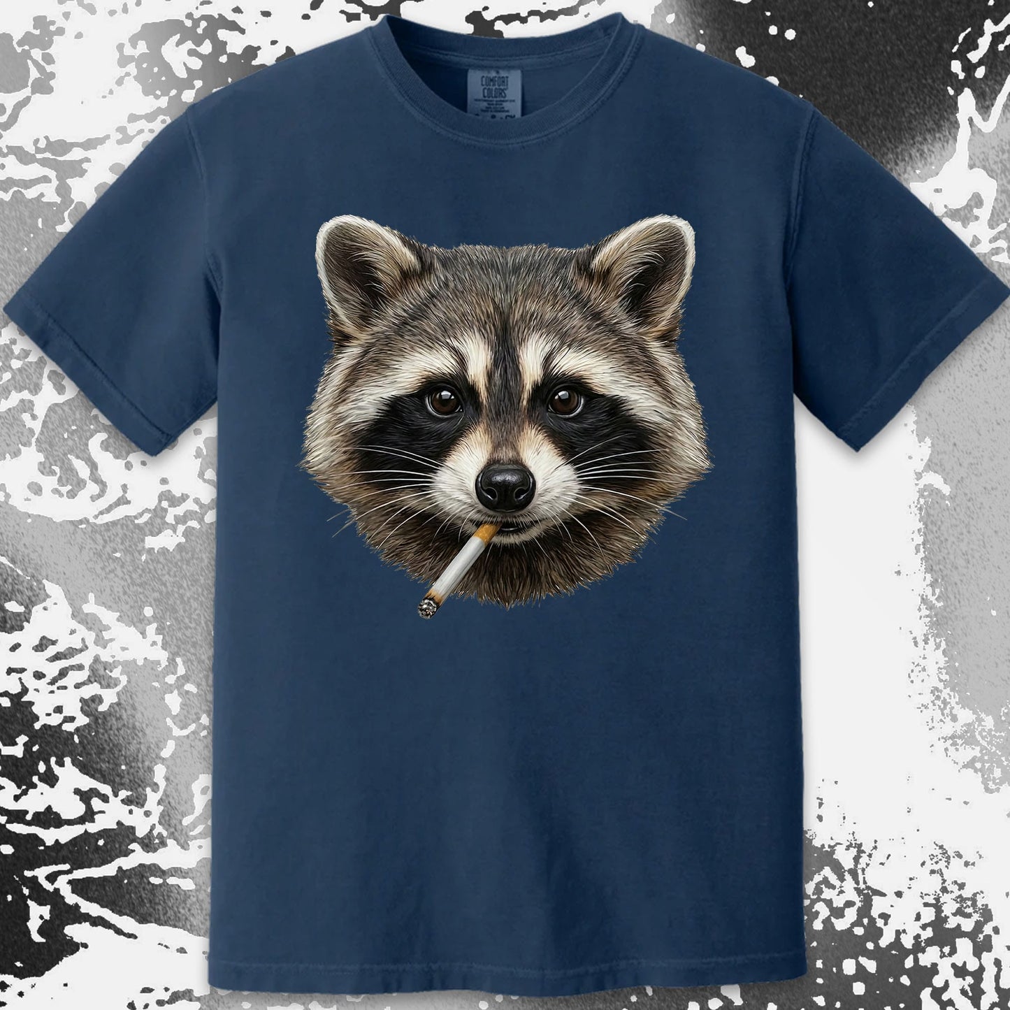 Smoking Raccoon T-Shirt, Midnight Mischief Attitude, Rebel Humor Art, funny meme tee gift (view 3)