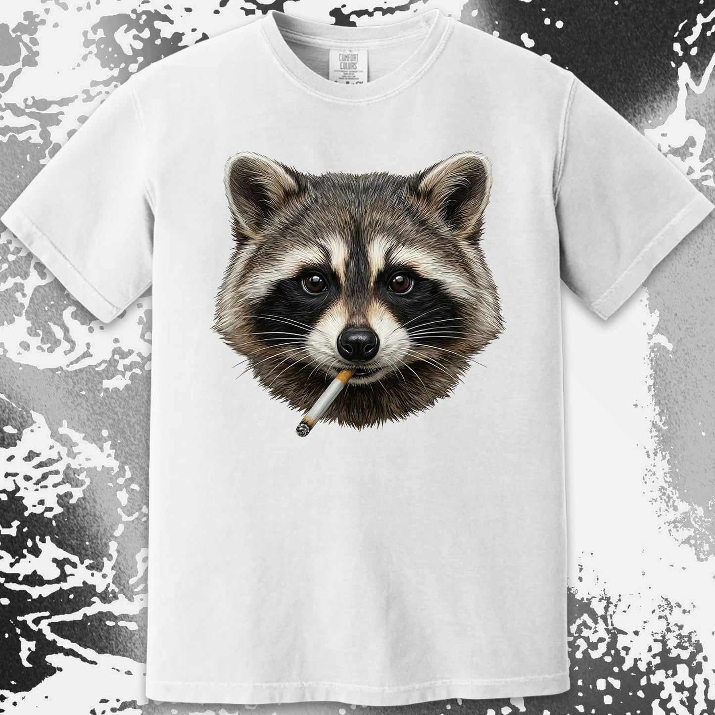 Smoking Raccoon T-Shirt, Midnight Mischief Attitude, Rebel Humor Art, funny meme tee gift (view 4)