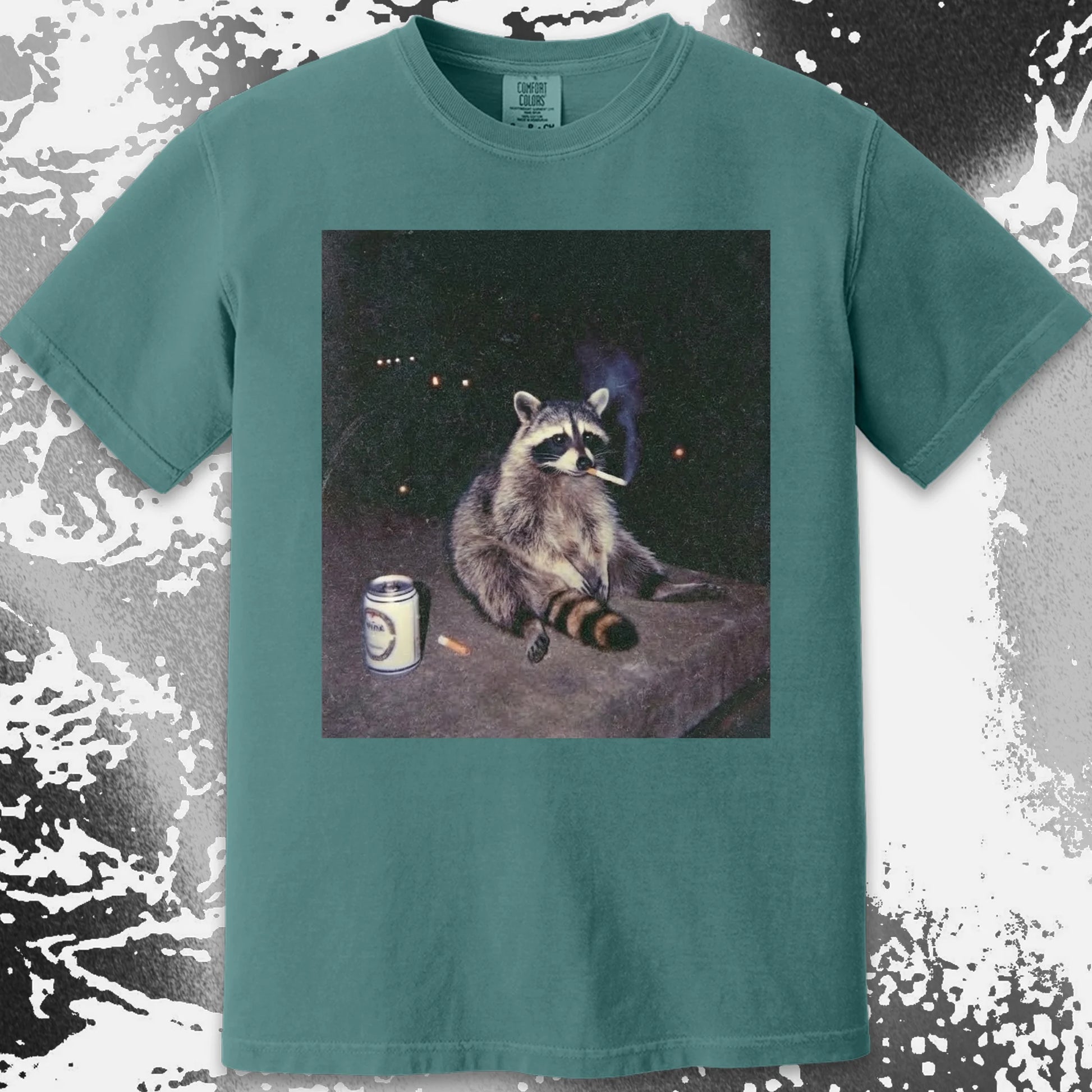 Raccoon Smoking T-Shirt, Late Night Loneliness Aesthetic, Dark Humor Animal Art, funny meme tee gift (view 18)
