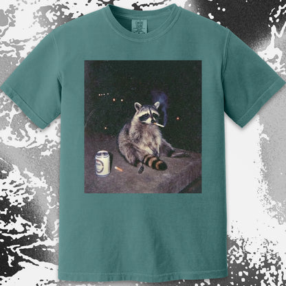 Raccoon Smoking T-Shirt, Late Night Loneliness Aesthetic, Dark Humor Animal Art, funny meme tee gift (view 18)