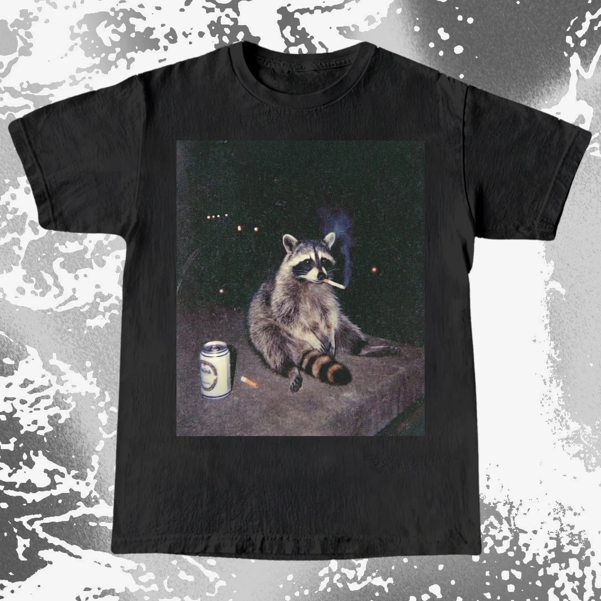 Raccoon Smoking T-Shirt, Late Night Loneliness Aesthetic, Dark Humor Animal Art, funny meme tee gift (view 10)