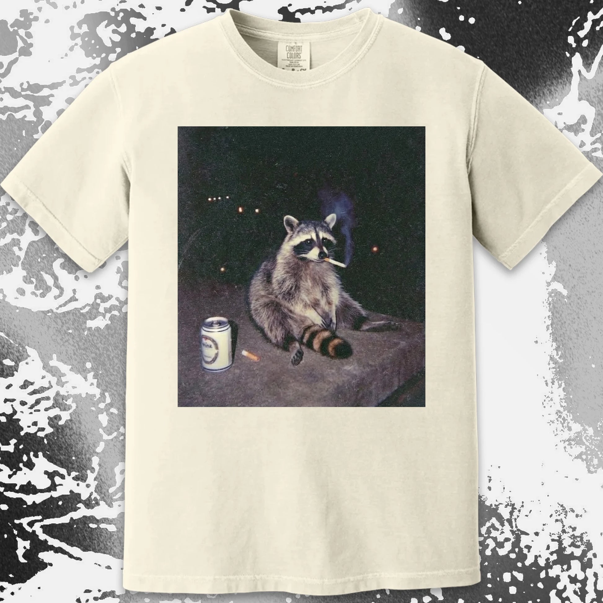 Raccoon Smoking T-Shirt, Late Night Loneliness Aesthetic, Dark Humor Animal Art, funny meme tee gift (view 17)