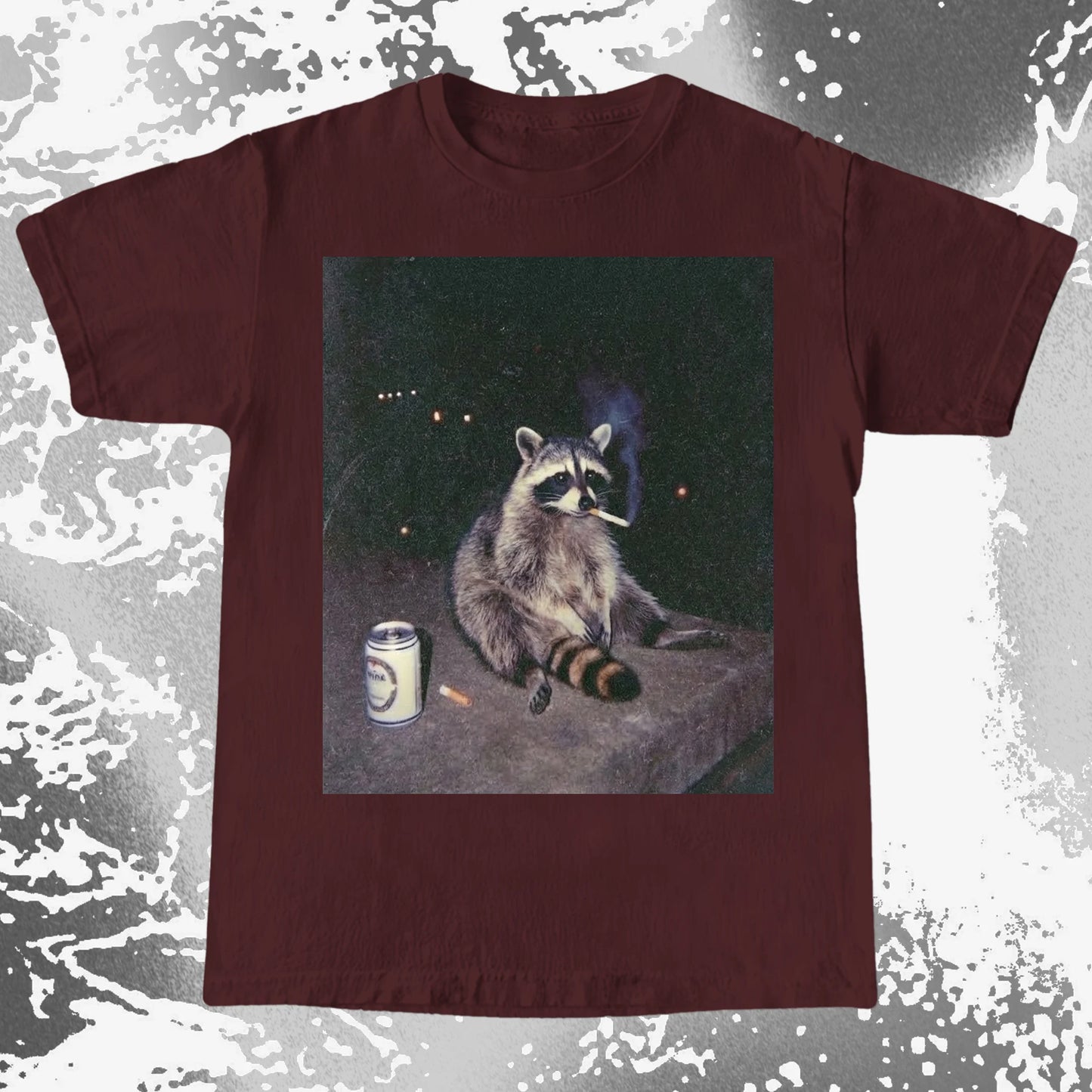 Raccoon Smoking T-Shirt, Late Night Loneliness Aesthetic, Dark Humor Animal Art, funny meme tee gift (view 5)