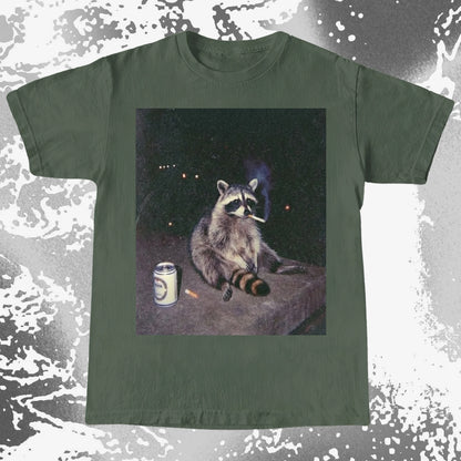 Raccoon Smoking T-Shirt, Late Night Loneliness Aesthetic, Dark Humor Animal Art, funny meme tee gift (view 6)