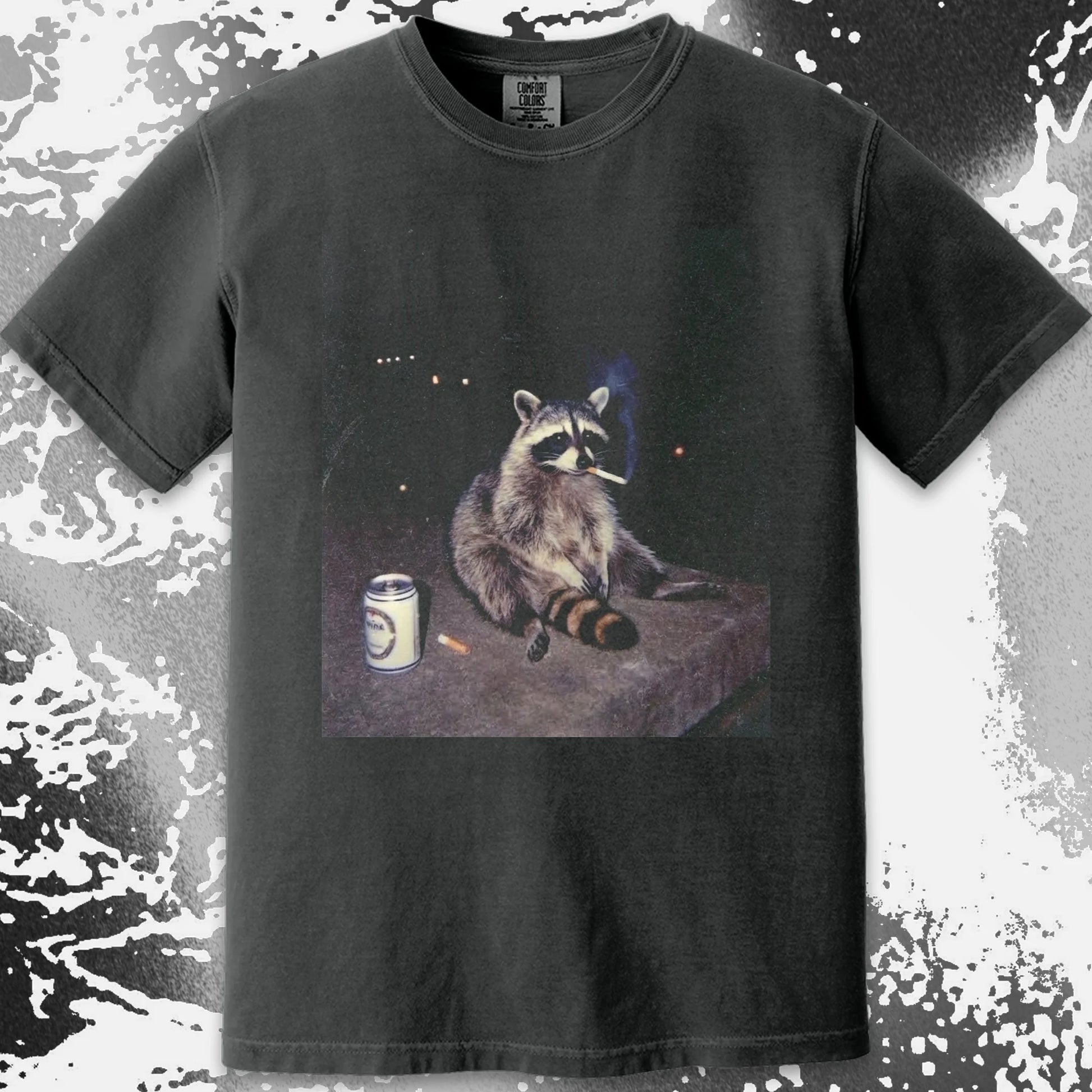 Raccoon Smoking T-Shirt, Late Night Loneliness Aesthetic, Dark Humor Animal Art, funny meme tee gift (view 13)