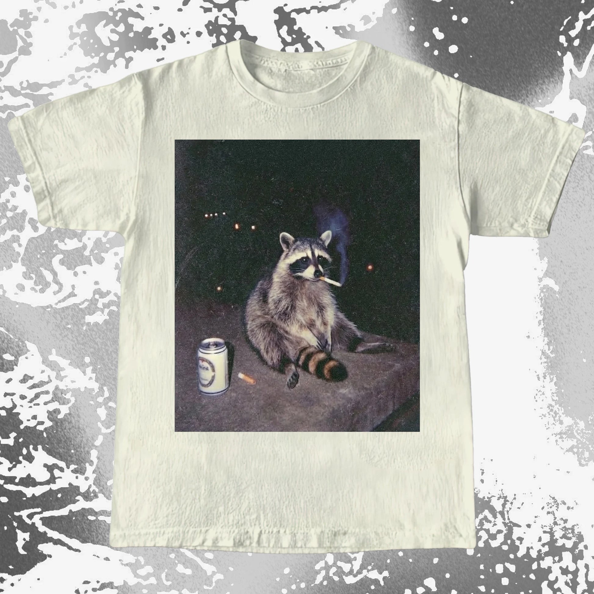 Raccoon Smoking T-Shirt, Late Night Loneliness Aesthetic, Dark Humor Animal Art, funny meme tee gift (view 9)
