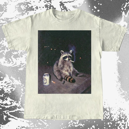Raccoon Smoking T-Shirt, Late Night Loneliness Aesthetic, Dark Humor Animal Art, funny meme tee gift (view 9)