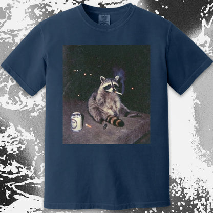 Raccoon Smoking T-Shirt, Late Night Loneliness Aesthetic, Dark Humor Animal Art, funny meme tee gift (view 11)
