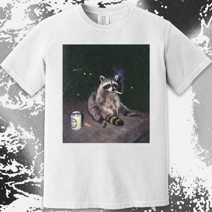 Raccoon Smoking T-Shirt, Late Night Loneliness Aesthetic, Dark Humor Animal Art, funny meme tee gift (view 14)