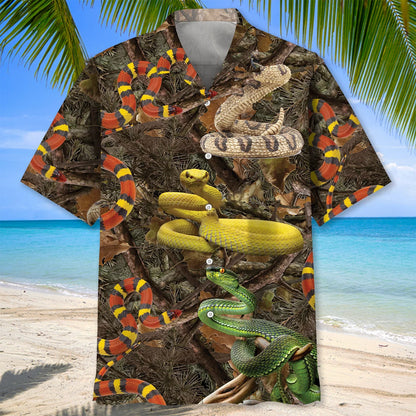 Snake Camouflage Hawaiian Shirt, custom shirt gift for men