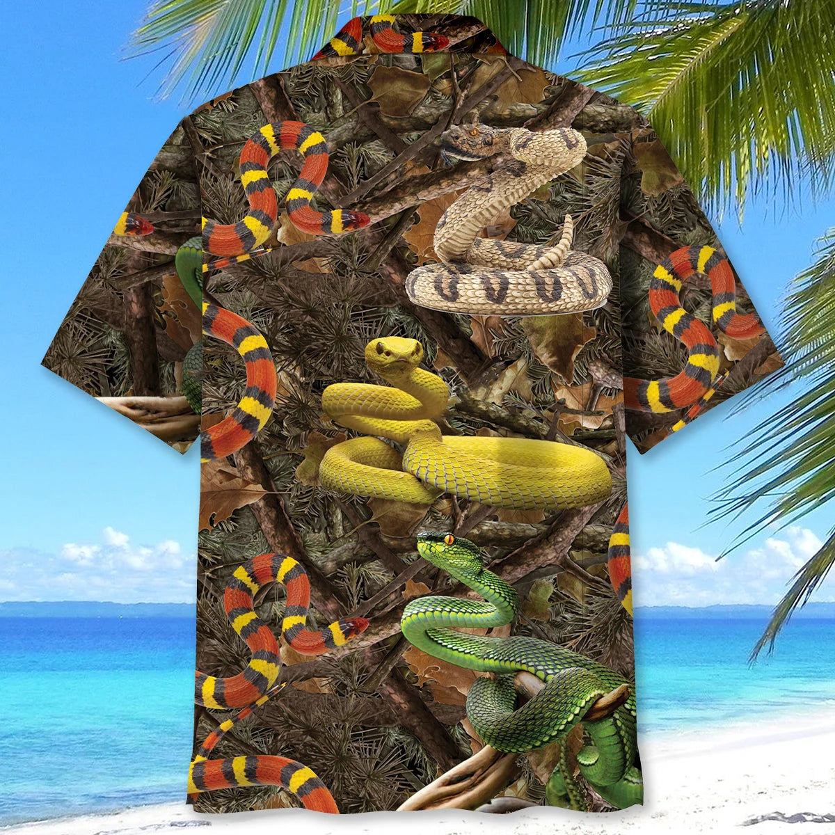 Snake Camouflage Hawaiian Shirt, custom shirt gift for men (view 3)