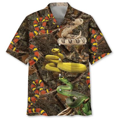 Snake Camouflage Hawaiian Shirt, custom shirt gift for men (view 4)