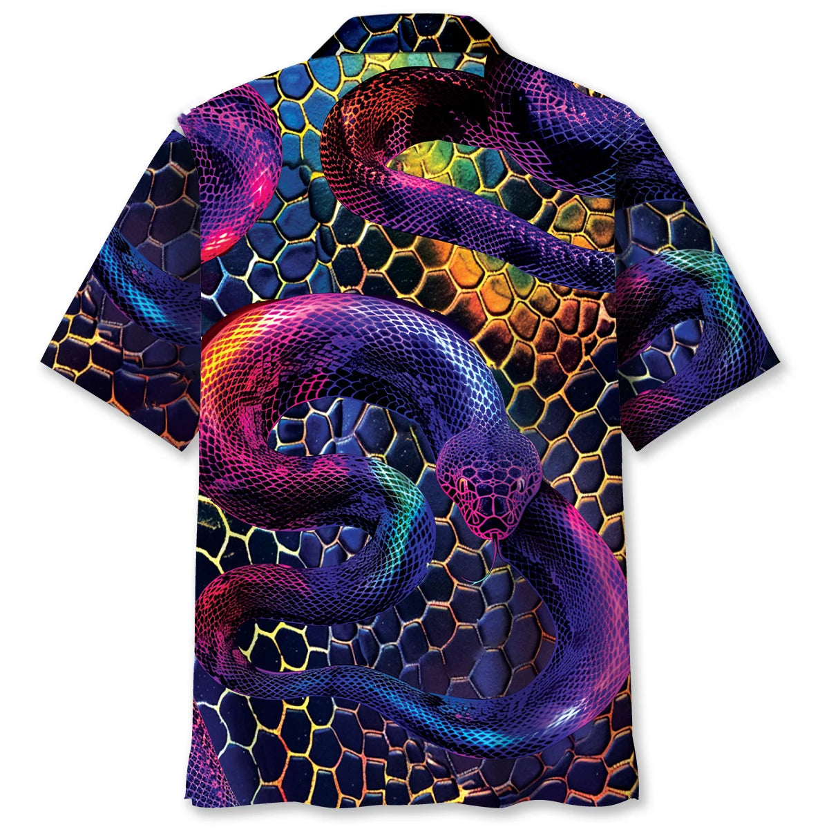 Snake Neon Hawaiian Shirt, custom shirt gift for men (view 2)