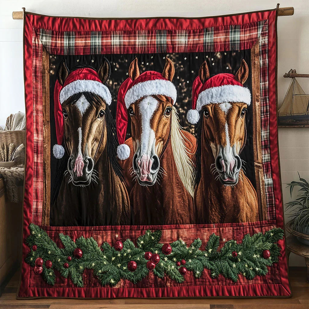 Snow Horse Blessing Quilt Blanket