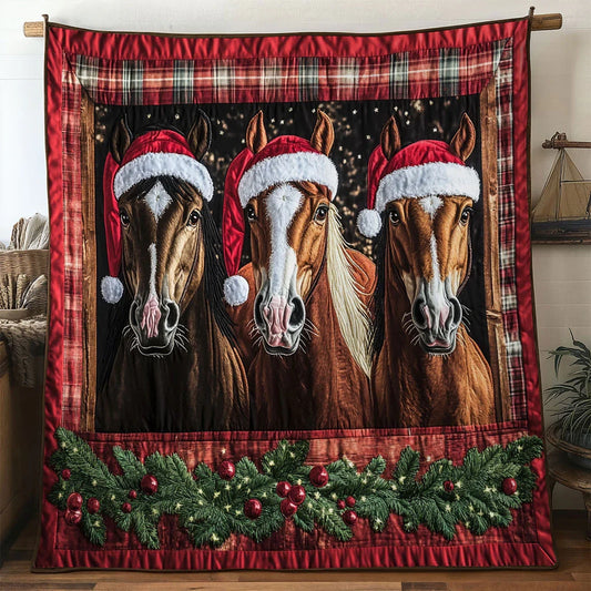 Snow Horse Blessing Quilt Blanket