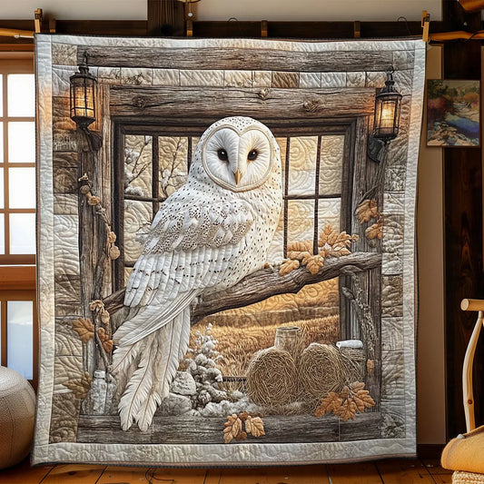 Snow Owl Perch Quilt Blanket