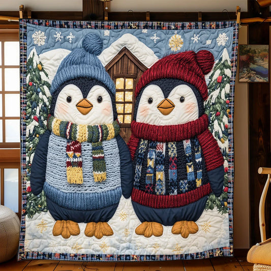 Snow Penguin Quilt Blanket