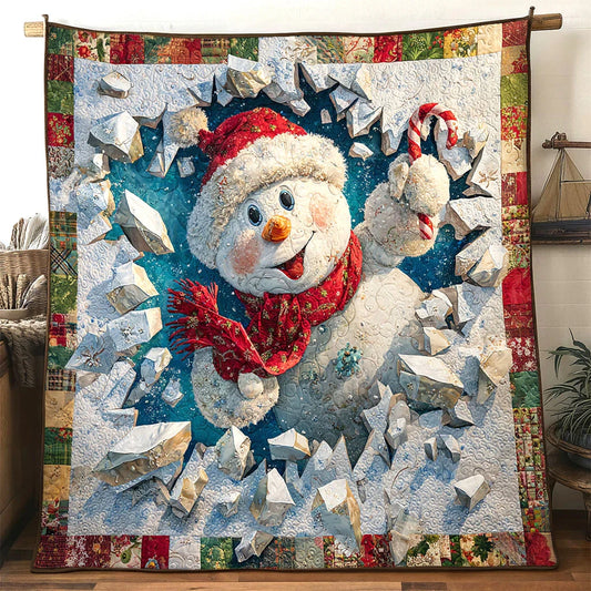 Snow Popper Snowman Quilt Blanket