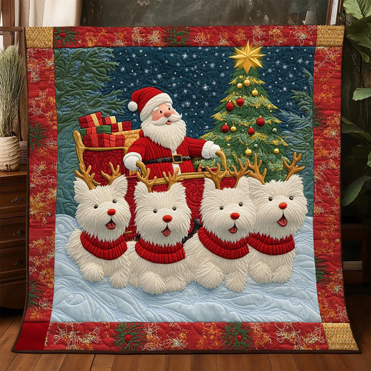 Snow Pup And Santa Quilt Blanket