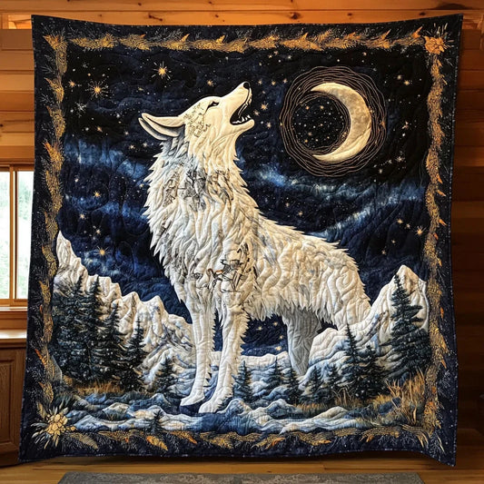 Snow Wolf Spirit Quilt Blanket