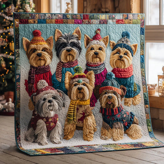 Snow Yorkie Quilt Blanket