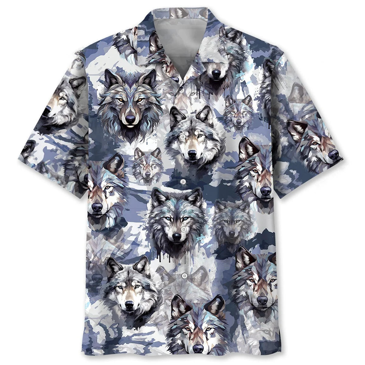 Snow Wolf Hawaiian Shirt, custom shirt gift for men (view 2)