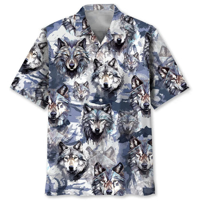 Snow Wolf Hawaiian Shirt, custom shirt gift for men (view 2)